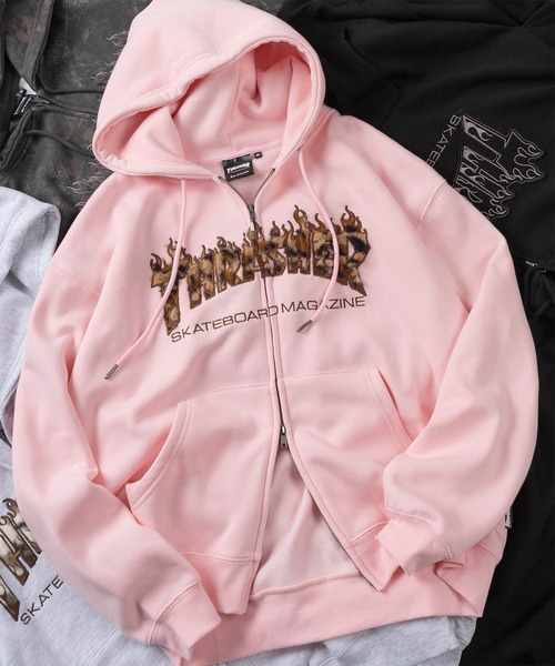 THRASHER(スラッシャー)の「【70】【THRASHER/スラッシャー】 柄アソート ダブルジップ パーカー/フーディー/オーバーサイズ/ライトアウター/ヒョウ柄/レオパード/リアルツリー/カモフラ/Y2K/裏起毛/ダブルZIP/ショート丈あり/ユニセックス/レディース/メンズ(パーカー・メンズ・ピンク/ブラック/グレー/ブラック系/ブラック系1/グリーン系カモフラージュ/グレー系カモフラージュ・M/L/XL/FREE)」の6枚目の写真