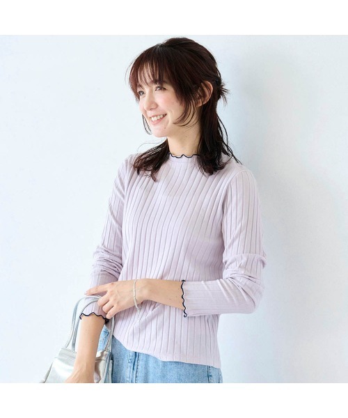 StyleNote(スタイルノート)の「重ね着に便利な綿混リブカットソー(Tシャツ/カットソー・レディース・オフホワイト/ライトグレー/ブラック/コバルトブルー/テラコッタ/モカ・L/S/M)」の4枚目の写真