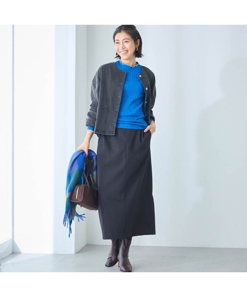 StyleNote(スタイルノート)の「重ね着に便利な綿混リブカットソー(Tシャツ/カットソー・レディース・オフホワイト/ライトグレー/ブラック/コバルトブルー/テラコッタ/モカ・L/S/M)」の20枚目の写真
