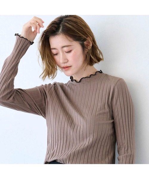 StyleNote(スタイルノート)の「重ね着に便利な綿混リブカットソー(Tシャツ/カットソー・レディース・オフホワイト/ライトグレー/ブラック/コバルトブルー/テラコッタ/モカ・L/S/M)」の13枚目の写真