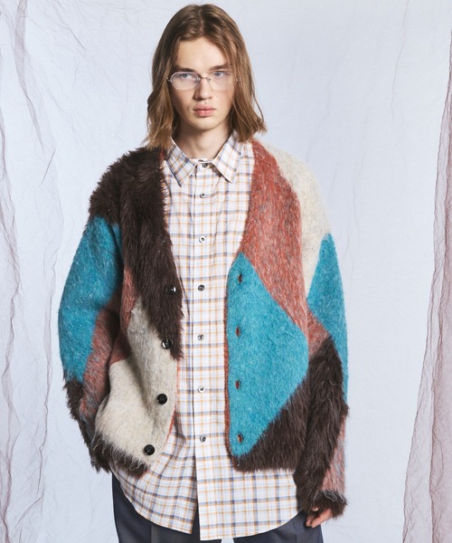 UNISEX》カラフルシャギーアーガイルプライムオーバーニット