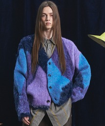 《UNISEX》カラフルシャギーアーガイルプライムオーバーニットカーディガン/Colorful Shaggy Argyle Prime-Over Knit Cardigan【MAISON SPECIAL/メゾンスペシャル】