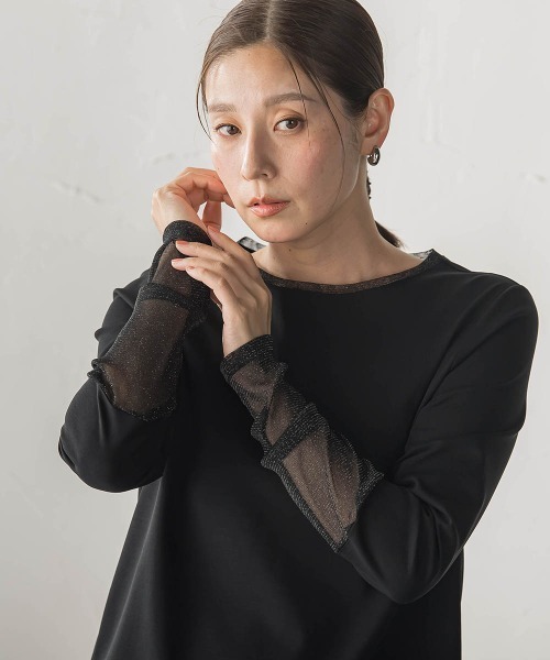 la.f…（ラエフ）の「袖切り替えプルオーバー（Tシャツ/カットソー・レディース・ホワイト/ブラック・9号）」の2枚目の写真