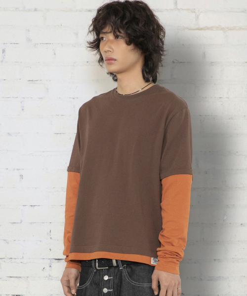 XTONZ(エクストーンズ)の「XTT166 ロールアップレイヤードクロップロングスリーブ (ブラウン)(Tシャツ/カットソー・レディース・その他・MEDIUM/LARGE)」の10枚目の写真