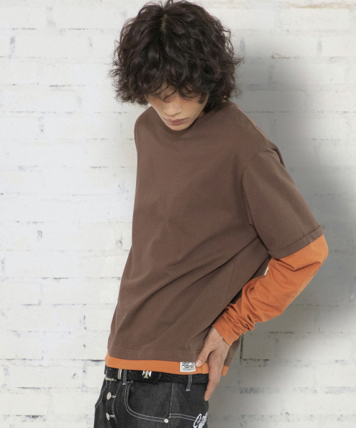 XTONZ(エクストーンズ)の「XTT166 ロールアップレイヤードクロップロングスリーブ (ブラウン)(Tシャツ/カットソー・レディース・その他・MEDIUM/LARGE)」の8枚目の写真