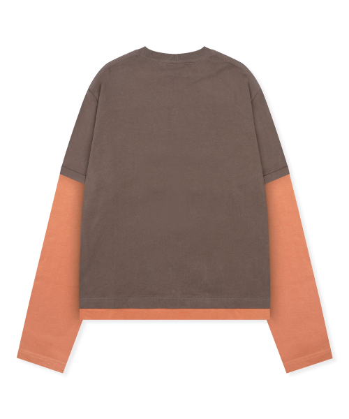 XTONZ(エクストーンズ)の「XTT166 ロールアップレイヤードクロップロングスリーブ (ブラウン)(Tシャツ/カットソー・レディース・その他・MEDIUM/LARGE)」の5枚目の写真