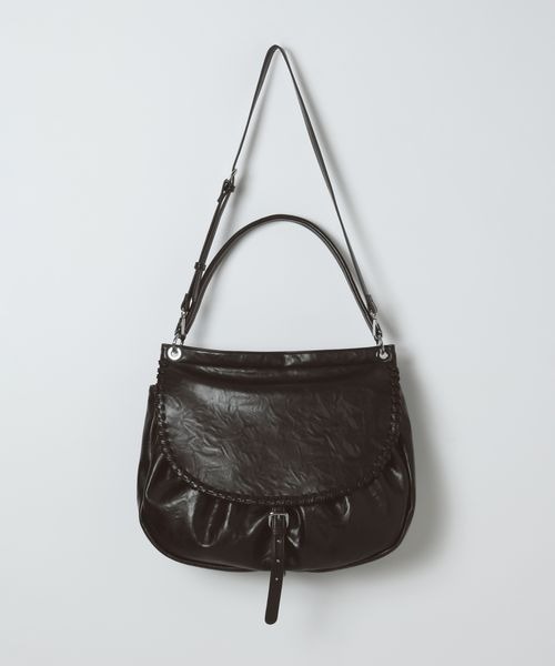 JEANASIS(ジーナシス)の「ヴィンテージソフトフラップBAG/1080971(ショルダーバッグ・レディース・ブラウン/ブラック・FREE)」の6枚目の写真
