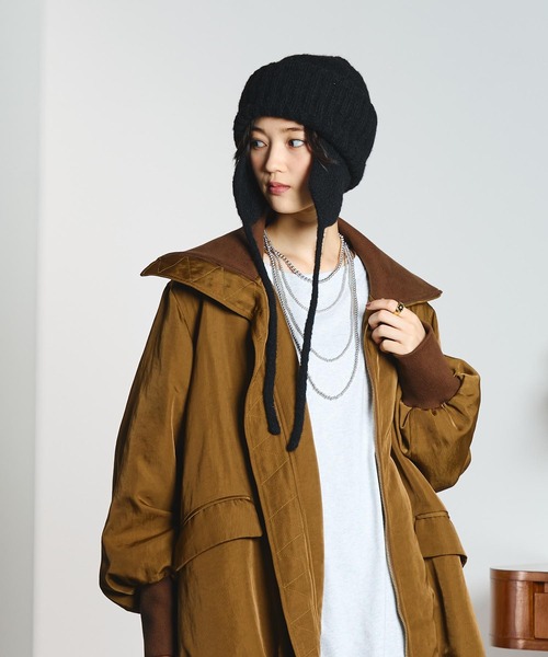 ROSE BUD(ローズバッド)の「【ROSE BUD別注】EAR FLAP KNIT CAP(ニットキャップ/ビーニー・レディース・ベージュ/ブラック・ONE SIZE)」の22枚目の写真