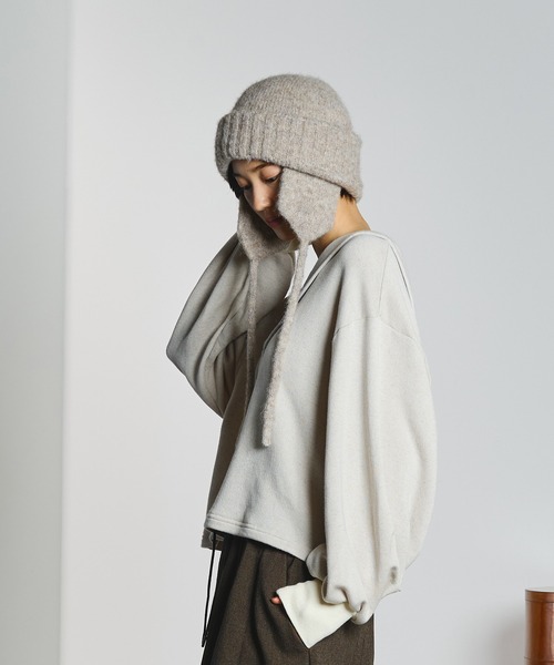 ROSE BUD(ローズバッド)の「【ROSE BUD別注】EAR FLAP KNIT CAP(ニットキャップ/ビーニー・レディース・ベージュ/ブラック・ONE SIZE)」の16枚目の写真