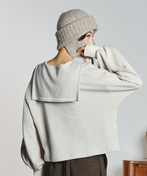 ROSE BUD(ローズバッド)の「【ROSE BUD別注】EAR FLAP KNIT CAP(ニットキャップ/ビーニー・レディース・ベージュ/ブラック・ONE SIZE)」の15枚目の写真