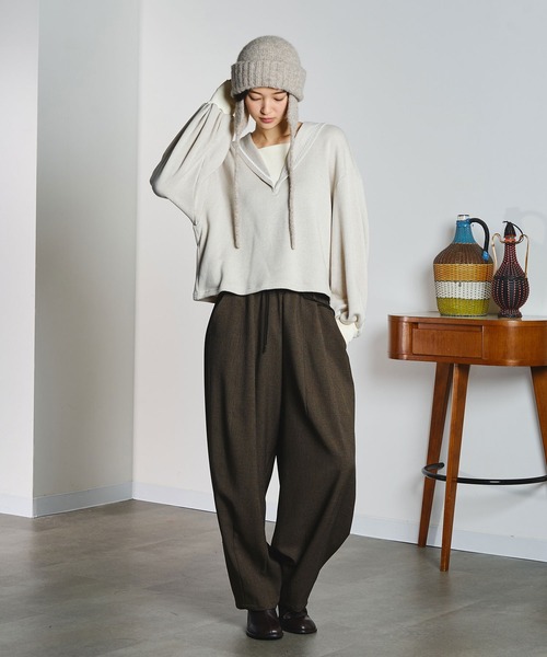 ROSE BUD(ローズバッド)の「【ROSE BUD別注】EAR FLAP KNIT CAP(ニットキャップ/ビーニー・レディース・ベージュ/ブラック・ONE SIZE)」の14枚目の写真