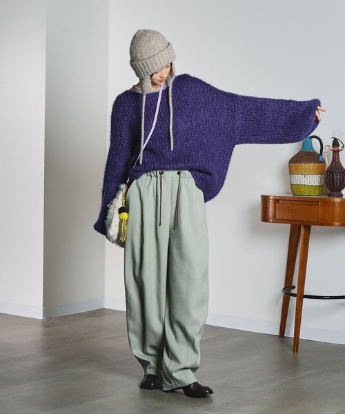 ROSE BUD(ローズバッド)の「【ROSE BUD別注】EAR FLAP KNIT CAP(ニットキャップ/ビーニー・レディース・ベージュ/ブラック・ONE SIZE)」の8枚目の写真