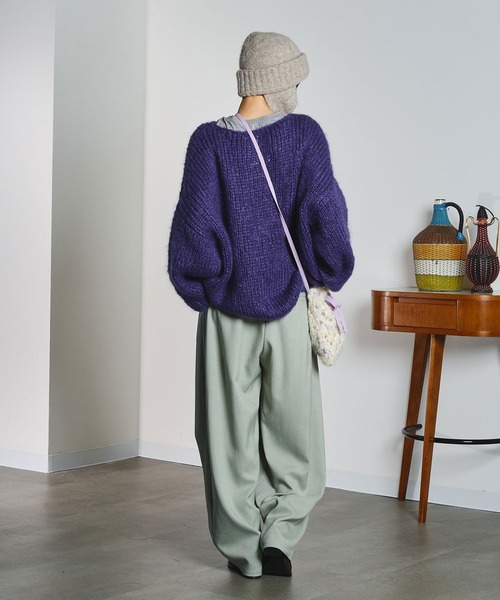 ROSE BUD(ローズバッド)の「【ROSE BUD別注】EAR FLAP KNIT CAP(ニットキャップ/ビーニー・レディース・ベージュ/ブラック・ONE SIZE)」の6枚目の写真