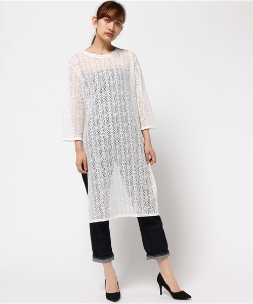 mystic（ミスティック）の「レーススリットワンピース（ワンピース・レディース・オフホワイト/アイボリー/ブラック・ﾌﾘ-）」の2枚目の写真