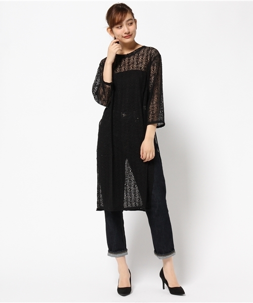 mystic（ミスティック）の「レーススリットワンピース（ワンピース・レディース・オフホワイト/アイボリー/ブラック・ﾌﾘ-）」の3枚目の写真