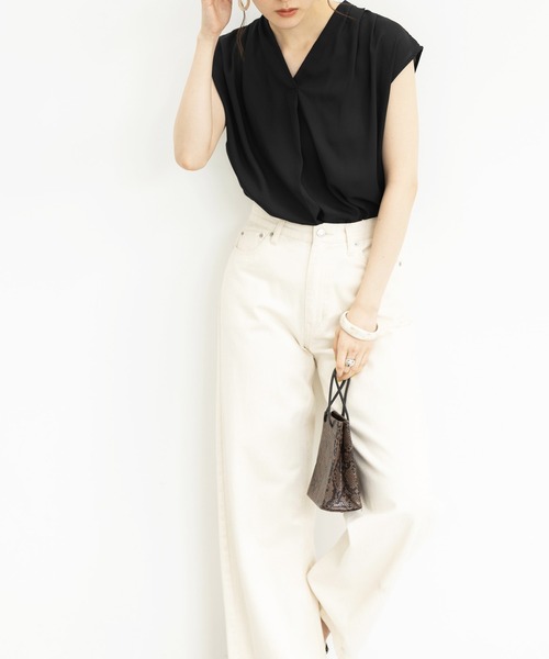 『天空ショウフク様』 専用 タックデザインスキッパーブラウス（半袖）[品番：GERW0000077