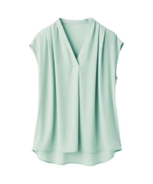 GeeRA（ジーラ）の「タックデザインスキッパーブラウス（フレンチ袖）（シャツ/ブラウス・レディース・ネイビー/ピンクベージュ/カーキ/ホワイト系その他/オフホワイト/マスタード/オレンジ/ブラック/ラベンダー/ドット/イエロー/ミント/ベージュ/ストライプ・SMALL/LARGE/MEDIUM/X-LARGE/XXX-LARGE/XXXX-LARGE/XX-LARGE）」の18枚目の写真