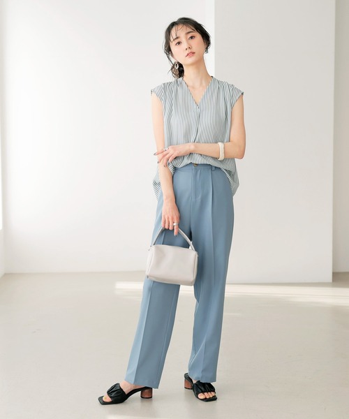 GeeRA（ジーラ）の「タックデザインスキッパーブラウス（フレンチ袖）（シャツ/ブラウス・レディース・ネイビー/ピンクベージュ/カーキ/ホワイト系その他/オフホワイト/マスタード/オレンジ/ブラック/ラベンダー/ドット/イエロー/ミント/ベージュ/ストライプ・SMALL/LARGE/MEDIUM/X-LARGE/XXX-LARGE/XXXX-LARGE/XX-LARGE）」の22枚目の写真