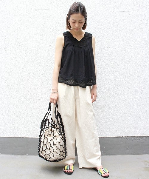 ottilie(オティーリエ)の「カッティングメッシュバッグ(ハンドバッグ・レディース・ベージュ/ブラック/グレー/グリーン・FREE)」の11枚目の写真