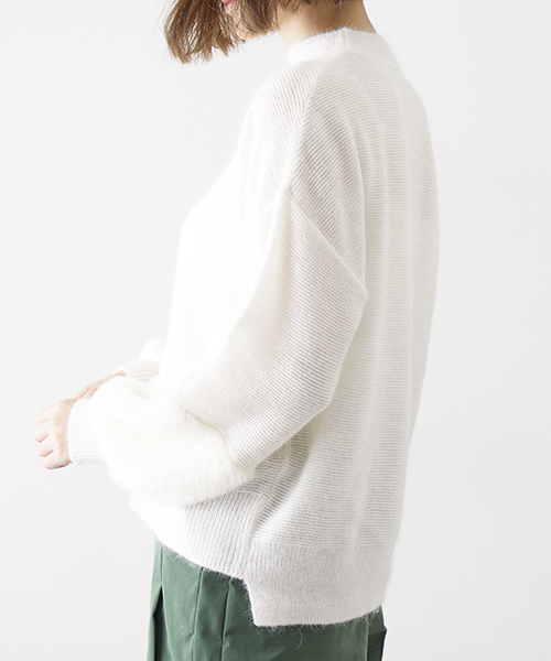 STUDIOUS(ステュディオス)の「フラッフィーシャギーリブニット(ニット/セーター・レディース・ライトグレー/ブラック/オフホワイト・FREE)」の14枚目の写真