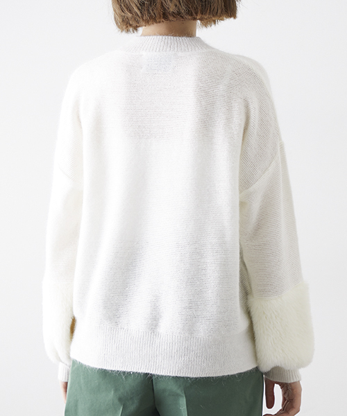 STUDIOUS(ステュディオス)の「フラッフィーシャギーリブニット(ニット/セーター・レディース・ライトグレー/ブラック/オフホワイト・FREE)」の7枚目の写真