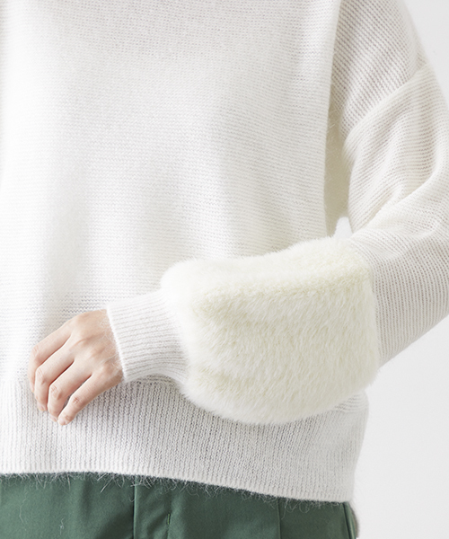 STUDIOUS(ステュディオス)の「フラッフィーシャギーリブニット(ニット/セーター・レディース・ライトグレー/ブラック/オフホワイト・FREE)」の11枚目の写真