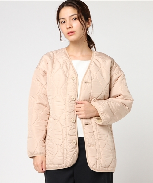 LBC(エルビーシー)の「裏ボアキルトジャケット (ブルゾン・レディース・ダークグリーン/ピンクベージュ・MEDIUM/LARGE)」の9枚目の写真