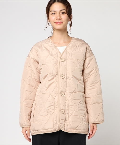 LBC(エルビーシー)の「裏ボアキルトジャケット (ブルゾン・レディース・ダークグリーン/ピンクベージュ・MEDIUM/LARGE)」の8枚目の写真