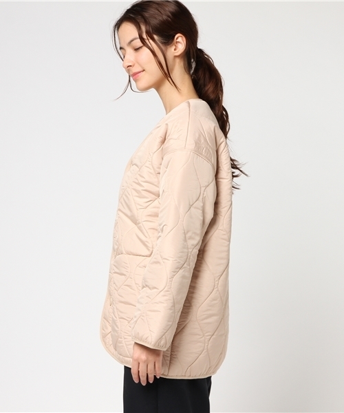 LBC(エルビーシー)の「裏ボアキルトジャケット (ブルゾン・レディース・ダークグリーン/ピンクベージュ・MEDIUM/LARGE)」の4枚目の写真