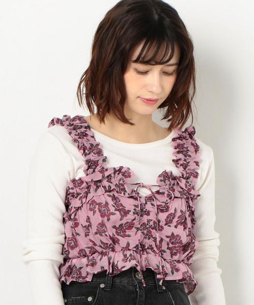 Another Edition（アナザーエディション）の「ジョーゼットフラワープリントキャミブラウス（キャミソール・レディース・ピンク/ケリー・FREE）」の2枚目の写真