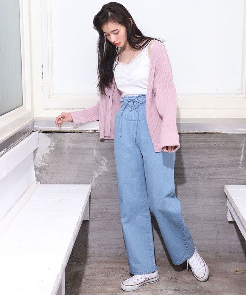 one after another NICE CLAUP(ワンアフターアナザーナイスクラップ)の「レース付きぎゅっとカーディガン(カーディガン/ボレロ・レディース・ブラック/ベージュ/オフホワイト/ピンク・FREE)」の12枚目の写真