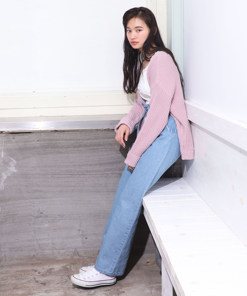 one after another NICE CLAUP(ワンアフターアナザーナイスクラップ)の「レース付きぎゅっとカーディガン(カーディガン/ボレロ・レディース・ブラック/ベージュ/オフホワイト/ピンク・FREE)」の14枚目の写真