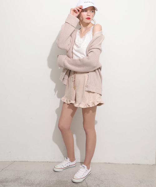 one after another NICE CLAUP(ワンアフターアナザーナイスクラップ)の「レース付きぎゅっとカーディガン(カーディガン/ボレロ・レディース・ブラック/ベージュ/オフホワイト/ピンク・FREE)」の13枚目の写真