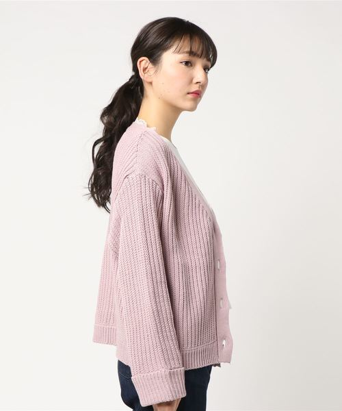 one after another NICE CLAUP(ワンアフターアナザーナイスクラップ)の「レース付きぎゅっとカーディガン(カーディガン/ボレロ・レディース・ブラック/ベージュ/オフホワイト/ピンク・FREE)」の18枚目の写真