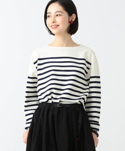 BEAMS BOY - beamsboy ナバルボーダー ビッグ ボートネック カットソー BEAMS WOMEN｜BEAMS BOY / ナバルボーダー ビッグ ボートネック
