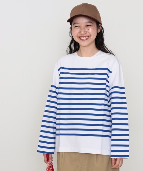 BEAMS BOY（ビームスボーイ）の「ナバルボーダー ビッグ ボートネック カットソー（Tシャツ/カットソー・レディース・ネイビー/ブルー/レッド・ONE SIZE）」の8枚目の写真