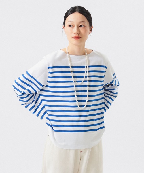 BEAMS BOY（ビームスボーイ）の「ナバルボーダー ビッグ ボートネック カットソー（Tシャツ/カットソー・レディース・ネイビー/ブルー/レッド・ONE SIZE）」の9枚目の写真