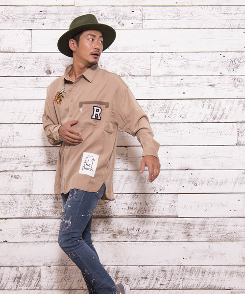 #Re:room（リルーム）の「タイガー刺繍ウォッシュドシャツ（シャツ/ブラウス・メンズ・ネイビー/カーキ/ベージュ・MEDIUM/SMALL）」の6枚目の写真