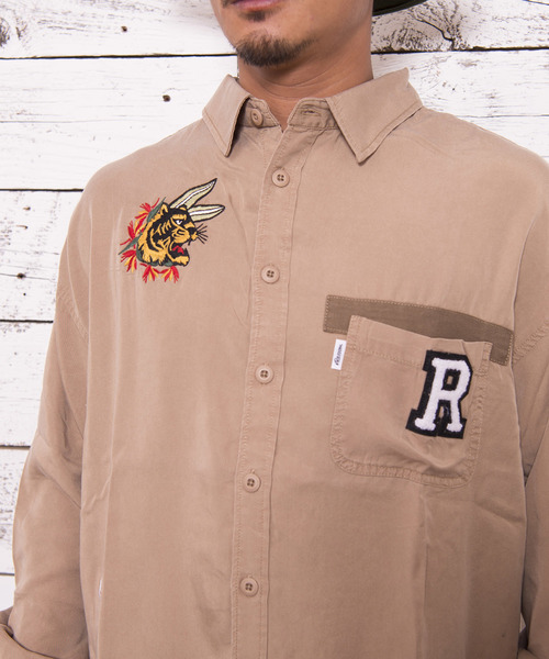 #Re:room（リルーム）の「タイガー刺繍ウォッシュドシャツ（シャツ/ブラウス・メンズ・ネイビー/カーキ/ベージュ・MEDIUM/SMALL）」の11枚目の写真