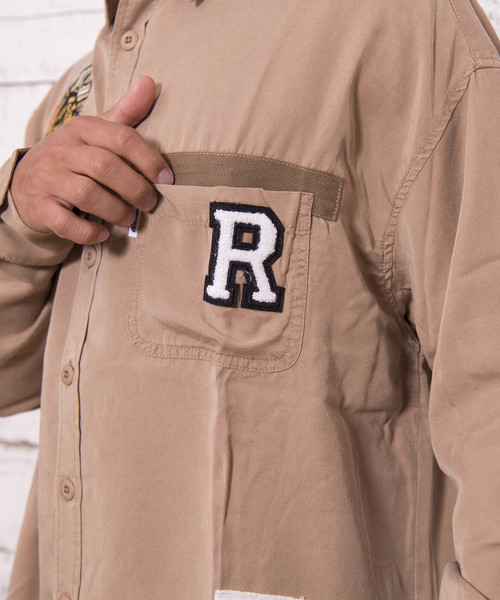 #Re:room（リルーム）の「タイガー刺繍ウォッシュドシャツ（シャツ/ブラウス・メンズ・ネイビー/カーキ/ベージュ・MEDIUM/SMALL）」の12枚目の写真