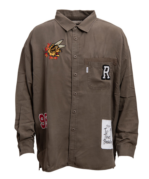 #Re:room（リルーム）の「タイガー刺繍ウォッシュドシャツ（シャツ/ブラウス・メンズ・ネイビー/カーキ/ベージュ・MEDIUM/SMALL）」の3枚目の写真