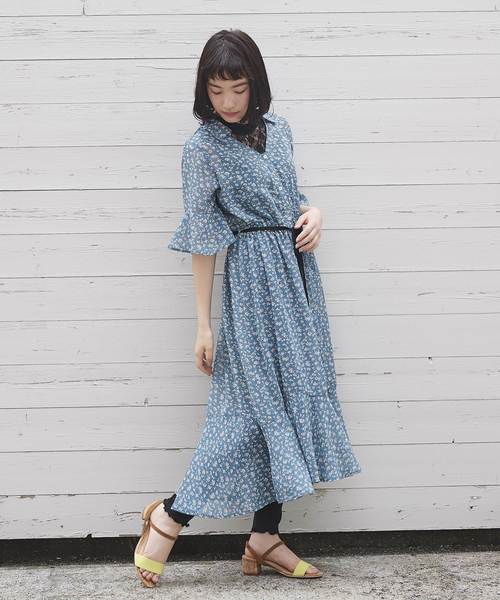 OLIVE des OLIVE（オリーブデオリーブ）の「[再入荷決定!] フレアシャツワンピース（シャツワンピース・レディース・ブラック/オフホワイト/グリーン・FREE）」の3枚目の写真