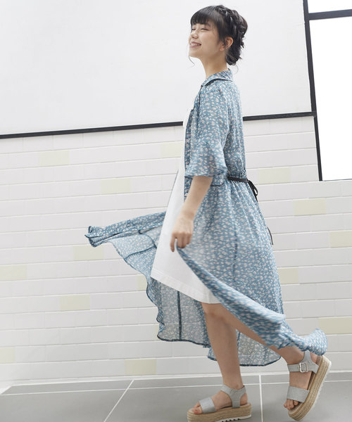 OLIVE des OLIVE（オリーブデオリーブ）の「[再入荷決定!] フレアシャツワンピース（シャツワンピース・レディース・ブラック/オフホワイト/グリーン・FREE）」の21枚目の写真