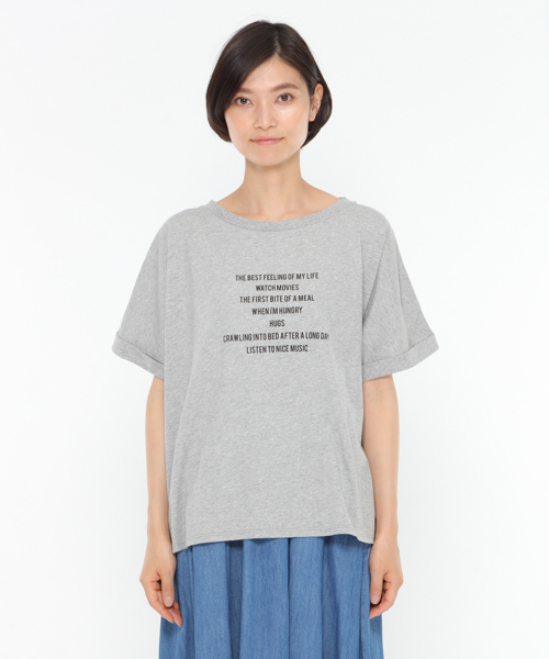 LAKOLE(ラコレ)の「【汗ジミ軽減】タイポグラフィプリントTシャツ / LAKOLE(Tシャツ/カットソー・レディース・グレー/オフホワイト・SMALL/MEDIUM)」の5枚目の写真