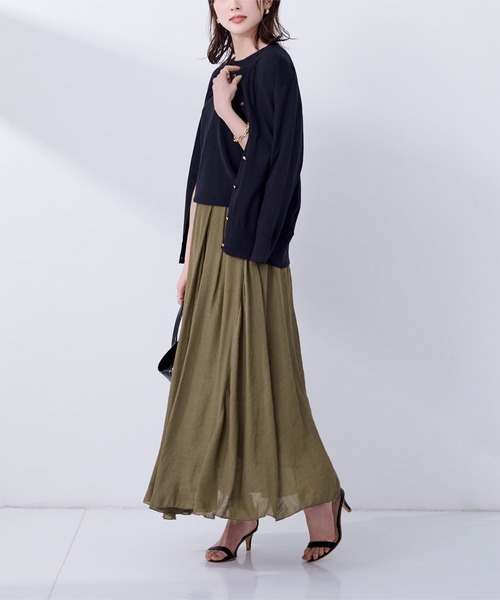 UR'S(ユアーズ)の「スラブボリュームマキシスカート(スカート・レディース・イエロー/ベージュ/ネイビー/パープル/ミント/ブラウン/オレンジ/アイボリー/ラベンダー・M/L/S/PS(XS-S))」の2枚目の写真