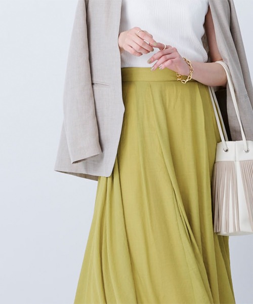 UR'S(ユアーズ)の「スラブボリュームマキシスカート(スカート・レディース・イエロー/ベージュ/ネイビー/パープル/ミント/ブラウン/オレンジ/アイボリー/ラベンダー・M/L/S/PS(XS-S))」の8枚目の写真