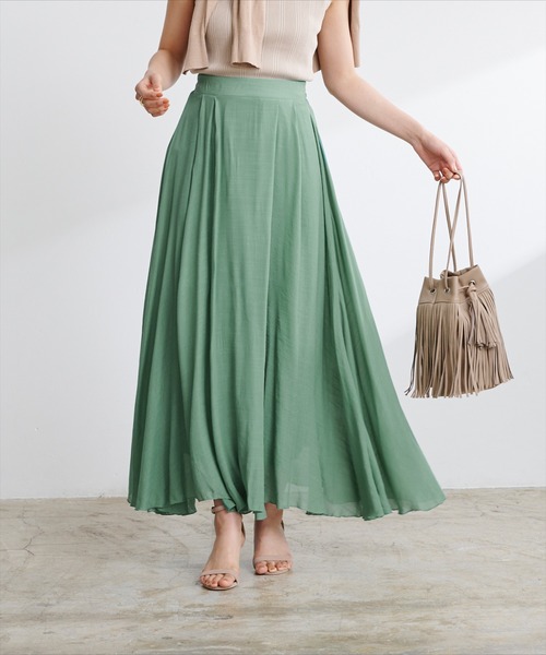 UR'S(ユアーズ)の「スラブボリュームマキシスカート(スカート・レディース・イエロー/ベージュ/ネイビー/パープル/ミント/ブラウン/オレンジ/アイボリー/ラベンダー・M/L/S/PS(XS-S))」の4枚目の写真