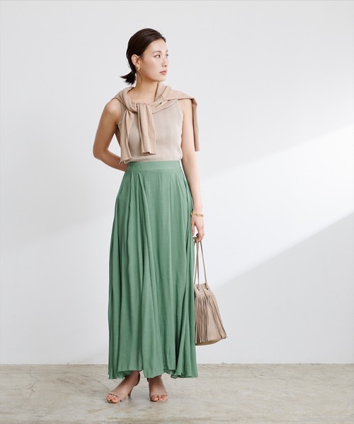 UR'S(ユアーズ)の「スラブボリュームマキシスカート(スカート・レディース・イエロー/ベージュ/ネイビー/パープル/ミント/ブラウン/オレンジ/アイボリー/ラベンダー・M/L/S/PS(XS-S))」の18枚目の写真