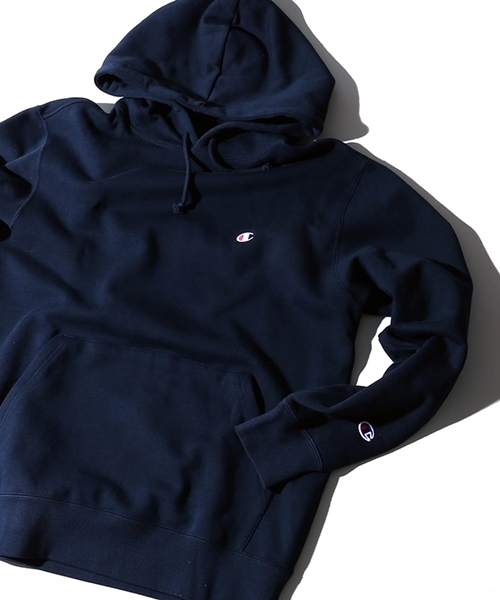 Champion（チャンピオン）の「WEGO/Champion起毛刺繍プルパーカー（パーカー・メンズ・ネイビー/ホワイト/杢グレー/ブラック・MEDIUM/LARGE）」の4枚目の写真