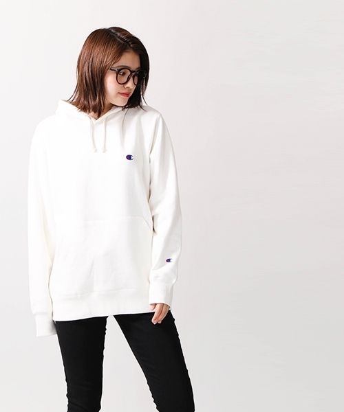 Champion（チャンピオン）の「WEGO/Champion起毛刺繍プルパーカー（パーカー・メンズ・ネイビー/ホワイト/杢グレー/ブラック・MEDIUM/LARGE）」の14枚目の写真